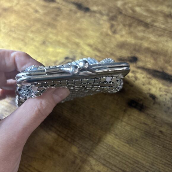 Sequin Metal Cigarette Snap Case Holder Cosmetic Bag Soft Mesh Silver Color READ - Picture 8 of 12